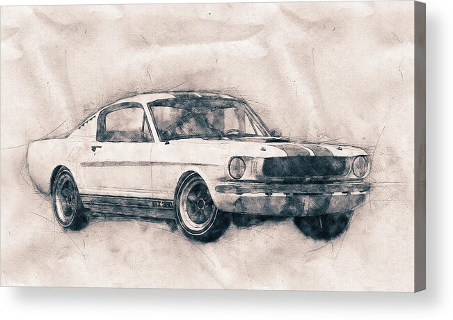 Ford Shelby Mustang Gt350 Acrylic Print featuring the mixed media Ford Shelby Mustang GT350 - 1965 - Sports Car - Automotive Art - Car Posters by Studio Grafiikka
