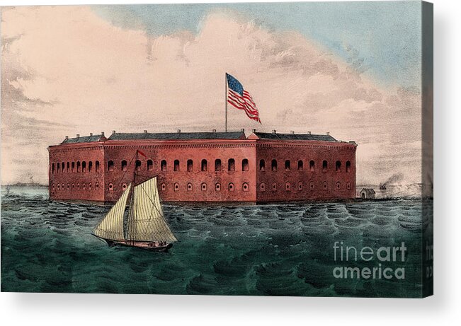 Fortifications Acrylic Print featuring the painting Fort Sumter, Charleston Harbor, South Carolina by Currier and Ives