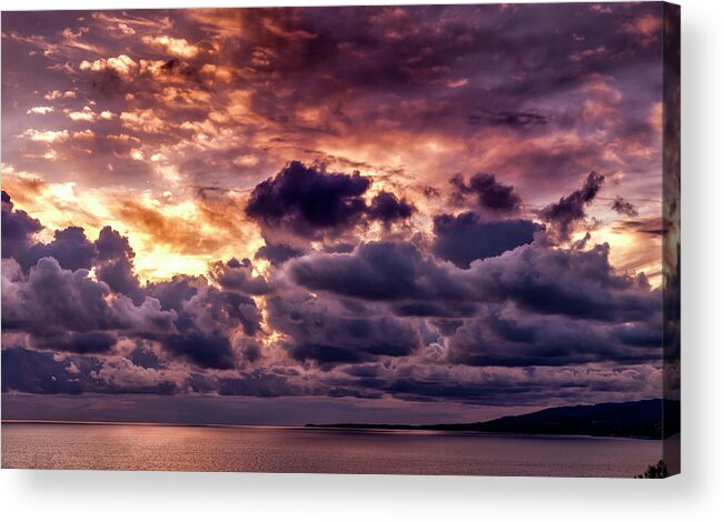 Sunset Acrylic Print featuring the photograph Gold, Orange And Lavender by Gene Parks