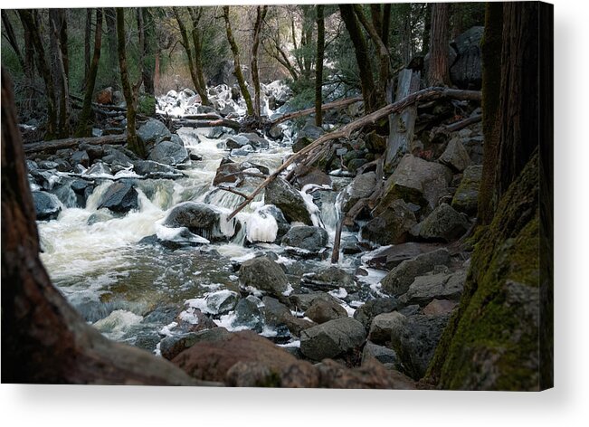 California Acrylic Print featuring the photograph Icy River Below Bridalveil Yosemite California by Adam Rainoff