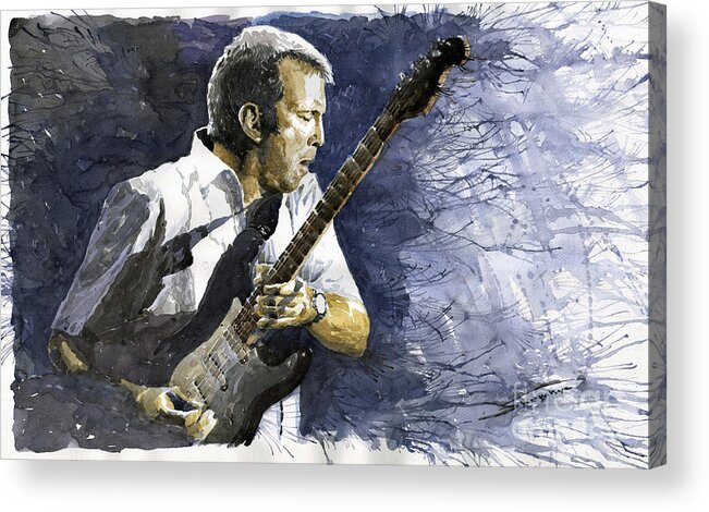 Eric Clapton Acrylic Print featuring the painting Jazz Eric Clapton 1 by Yuriy Shevchuk