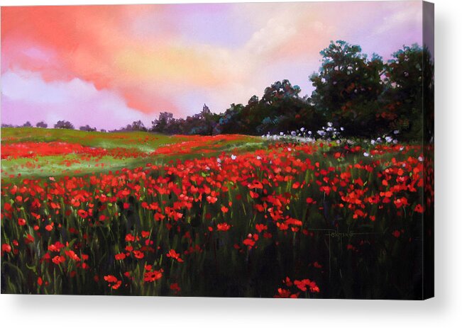 Landscape Acrylic Print featuring the pastel June Poppies by Dianna Ponting