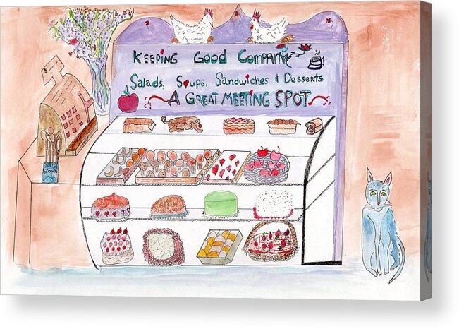 Bake Shop Acrylic Print featuring the painting Keeping Good Company by Helen Holden-Gladsky