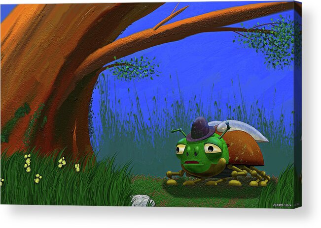 Mr Bug Acrylic Print featuring the digital art Lonely Mr Bug by Ken Morris