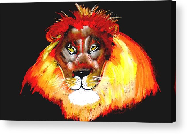 Lion Acrylic Print featuring the painting Master of the jungle 2 by Lorna Lorraine