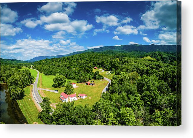 Aerial Acrylic Print featuring the photograph McGhee Farm Panoramic by Joe Shrader