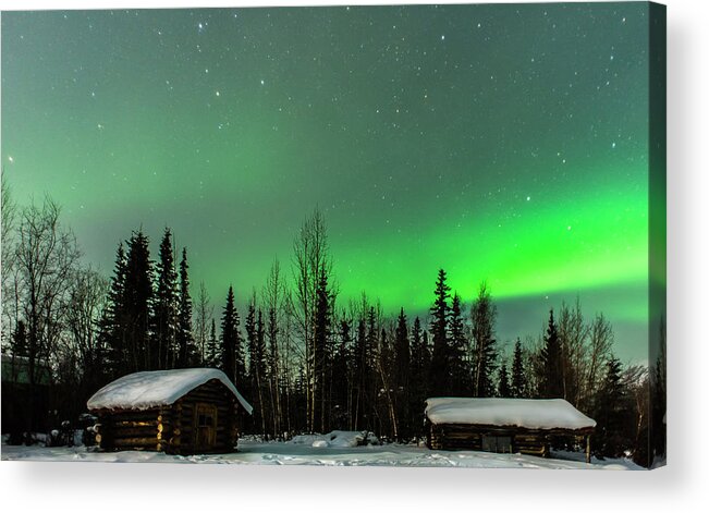 Alaska Acrylic Print featuring the photograph Moonlight and Aurora by John Roach