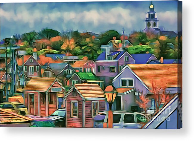 Nantucket Acrylic Print featuring the painting Nantucket Nestles Around the Port by Jack Torcello