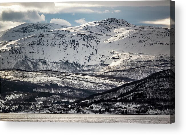 Snow Acrylic Print featuring the photograph Peaks Near Espenes Norway by Adam Rainoff