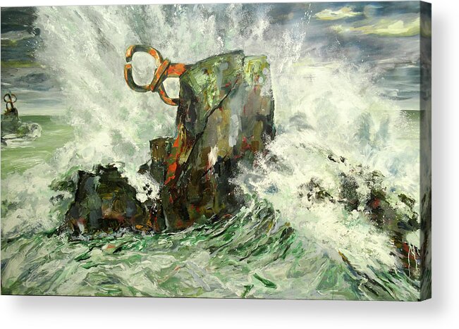 Eduardo Chillida Acrylic Print featuring the painting Peine del viento by Koro Arandia