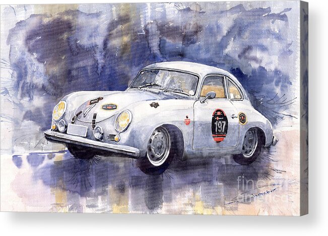 Shevchukart Acrylic Print featuring the painting Porsche 356 Coupe by Yuriy Shevchuk