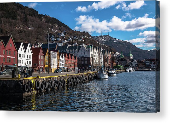 Mountain Acrylic Print featuring the photograph Port of Bergen Norway by Adam Rainoff