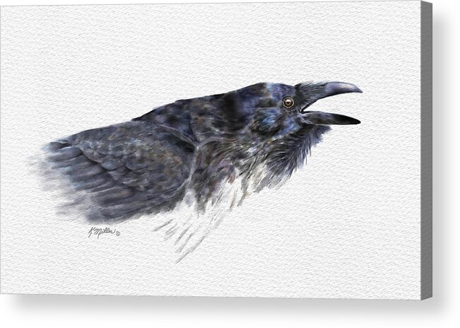 Raven Acrylic Print featuring the painting Raven 1 by Kathie Miller