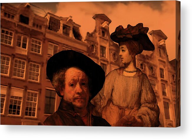 Historical Acrylic Print featuring the digital art Rembrandt Study in Orange by Tristan Armstrong