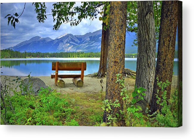 Rockies Acrylic Print featuring the photograph Resting Place at Lake Annette by Tara Turner