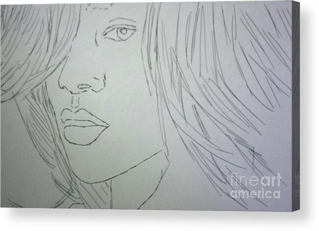 Rihanna Acrylic Print featuring the drawing Rihanna by Kristen Diefenbach