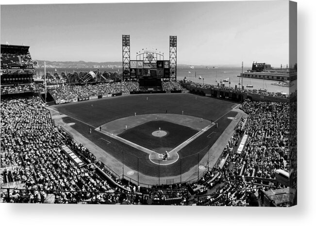 Oracle Parrk Acrylic Print featuring the photograph San Francisco Ballpark BW by C H Apperson