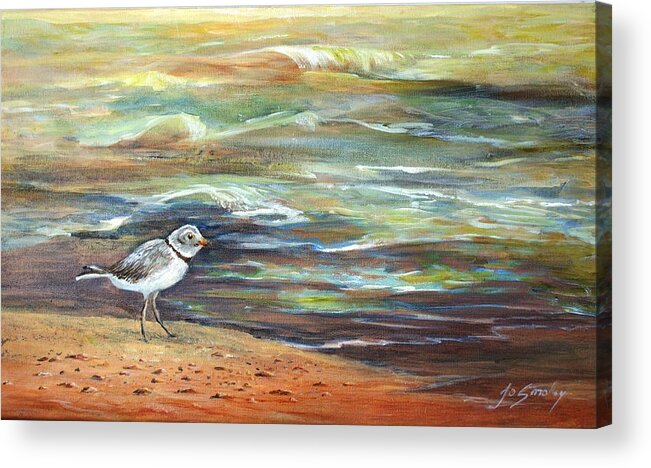Sandpiper Acrylic Print featuring the painting Sandpiper by Jo Smoley