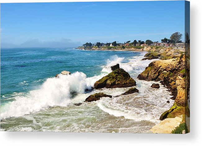 Santa Cruz Ca Acrylic Print featuring the photograph Santa Cruz Wave Spray by Marilyn MacCrakin