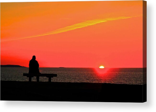 Pemaquid Point Lighthouse Acrylic Print featuring the photograph Solitude at Sunrise by Don Mercer
