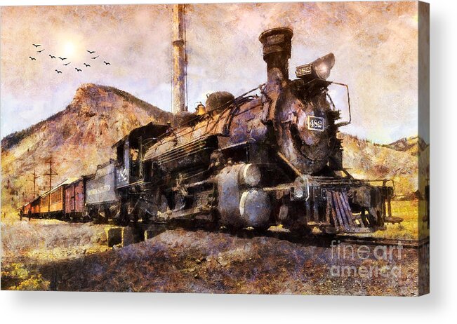 San Juan Mountains Acrylic Print featuring the digital art Steam Locomotive by Ian Mitchell