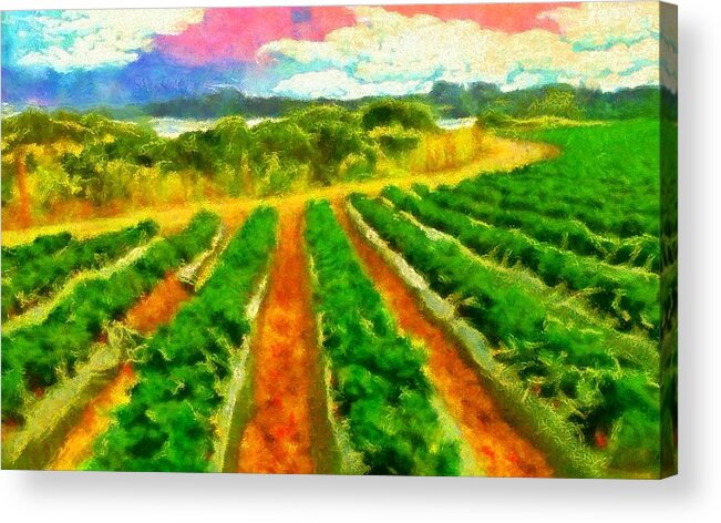 Strawberry Field Acrylic Print featuring the digital art Strawberry Fields by Caito Junqueira