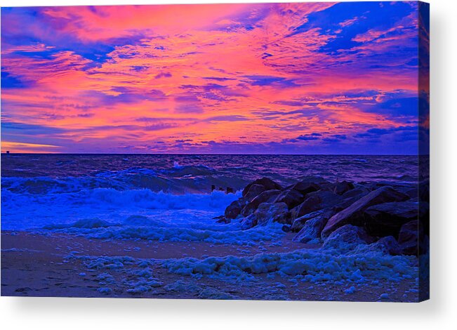 Herring Point Acrylic Print featuring the photograph Sun Rays Painted Sky by Allan Levin