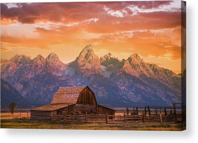 Grand Teton Acrylic Print featuring the photograph Sunrise on the Ranch by Darren White