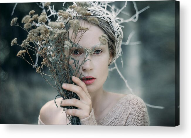 Woman Acrylic Print featuring the photograph The Glance. Prickle Tenderness by Inna Mosina