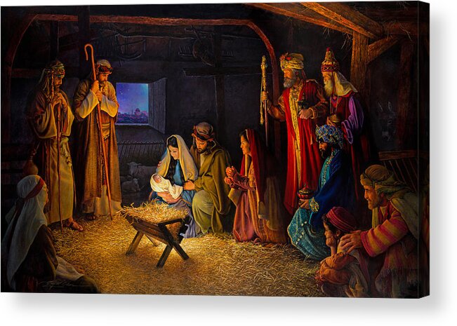 Jesus Acrylic Print featuring the painting The Nativity by Greg Olsen