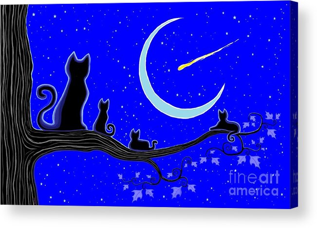 Cats Acrylic Print featuring the digital art The Night Watchers by Nick Gustafson