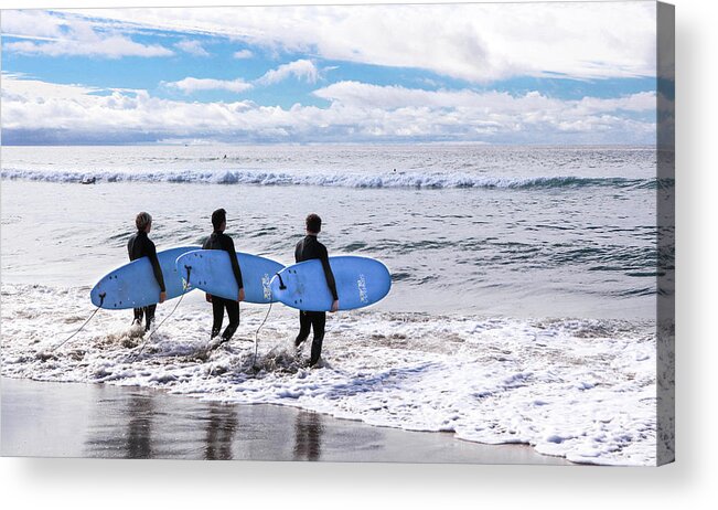 Newport Beach Surfer Acrylic Print featuring the photograph Surf - The Three Amigos by Kip Krause