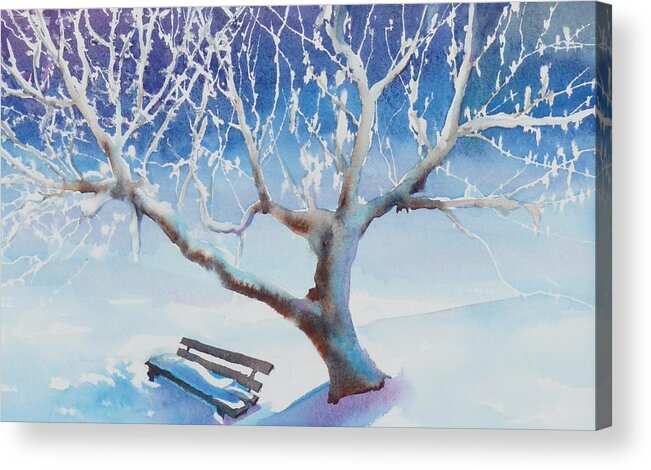 Snow Acrylic Print featuring the painting Waiting for Spring by Ruth Kamenev