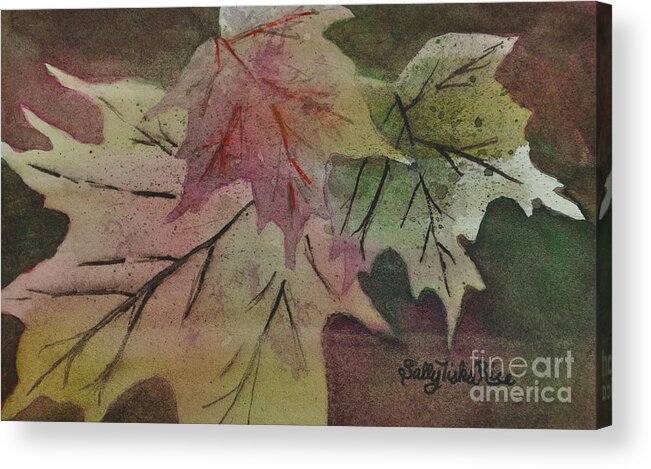 Leaves Acrylic Print featuring the painting Waning Foliage by Sally Tiska Rice