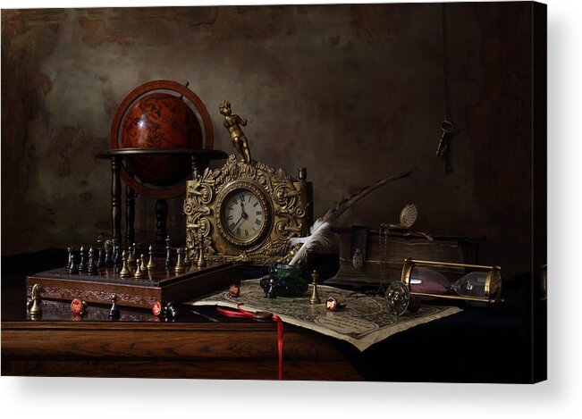 Dark Acrylic Print featuring the photograph Still Life With Chess #1 by Andrey Morozov