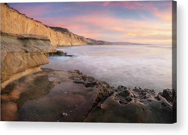 San Diego Acrylic Print featuring the photograph Torrey Pines Sunset panorama #1 by William Dunigan