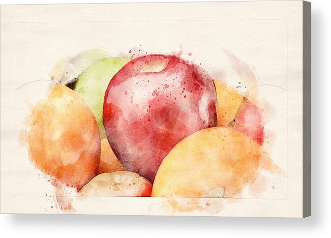 Watercolor Acrylic Print featuring the digital art Apples and Oranges by George Pennington