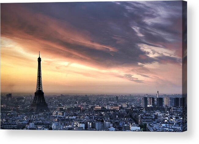 Dawn Acrylic Print featuring the photograph From My Hotel Room Window  And A Zoom by Paul Biris