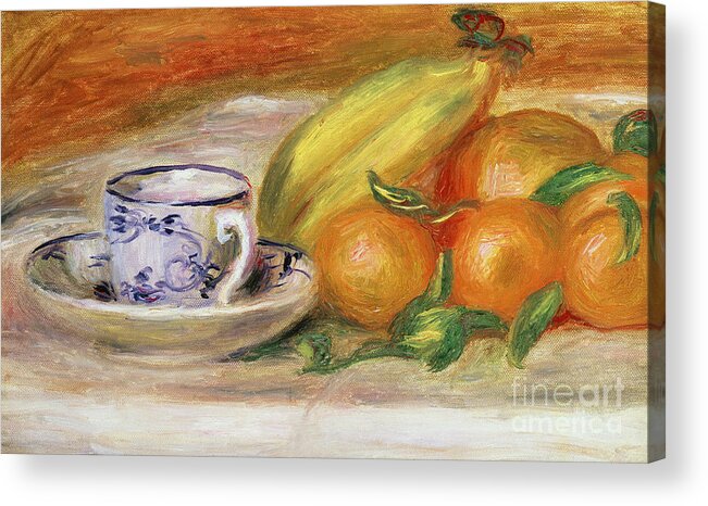 Impressionist Acrylic Print featuring the painting Fruit with Cup and Saucer, circa 1913 by Pierre Auguste Renoir