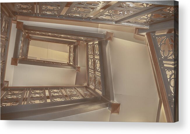 Evens Hall; Carleton College; Troystapek; Troy Stapek; Stairs; Stair Way Acrylic Print featuring the photograph Going Up...Evens Hall Carleton College by Troy Stapek