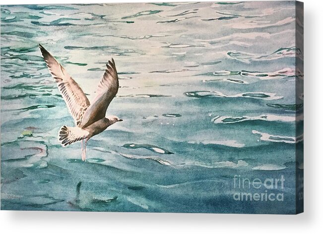 Mer Acrylic Print featuring the painting La Mouette by Francoise Chauray