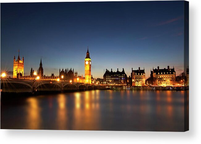 Clear Sky Acrylic Print featuring the photograph London City Scape by Discover The Natural Beauty. Nature Creates Magic.