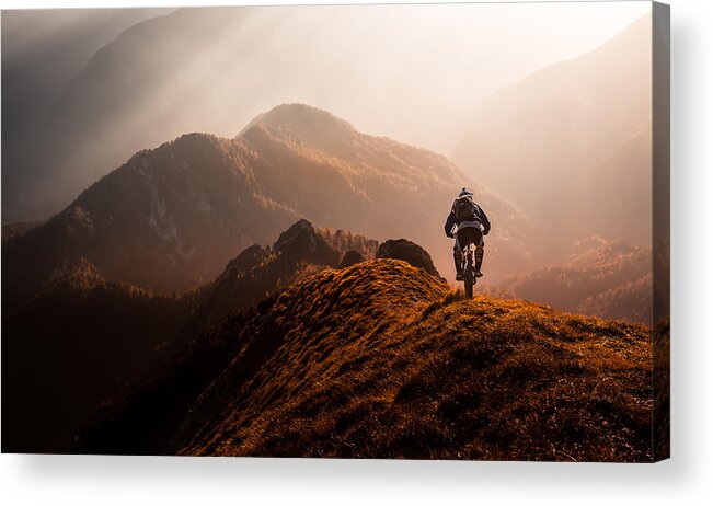 Mtb Acrylic Print featuring the photograph Magic Moments In The Mountains by Sandi Bertoncelj