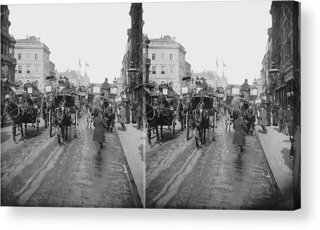 People Acrylic Print featuring the photograph Oxford Circus Traffic by London Stereoscopic Company