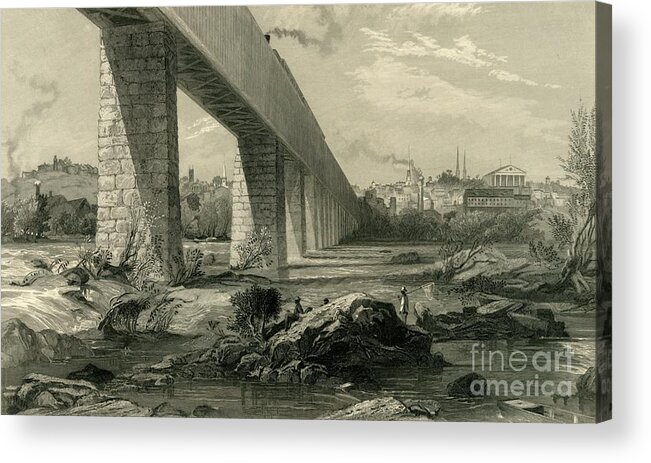 Engraving Acrylic Print featuring the drawing Richmond From The James by Print Collector
