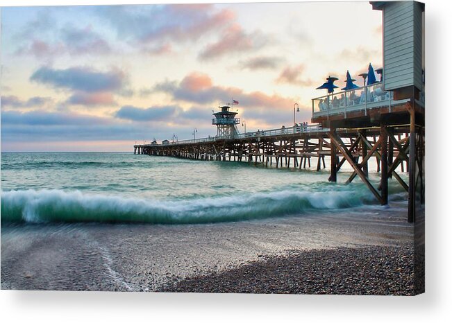 San Clemente Acrylic Print featuring the photograph A San Clemente Pier Evening by Brian Eberly