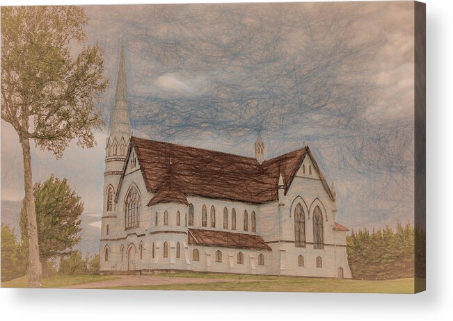 Parish Acrylic Print featuring the photograph St. Mary's of Indian River, Painterly by Marcy Wielfaert