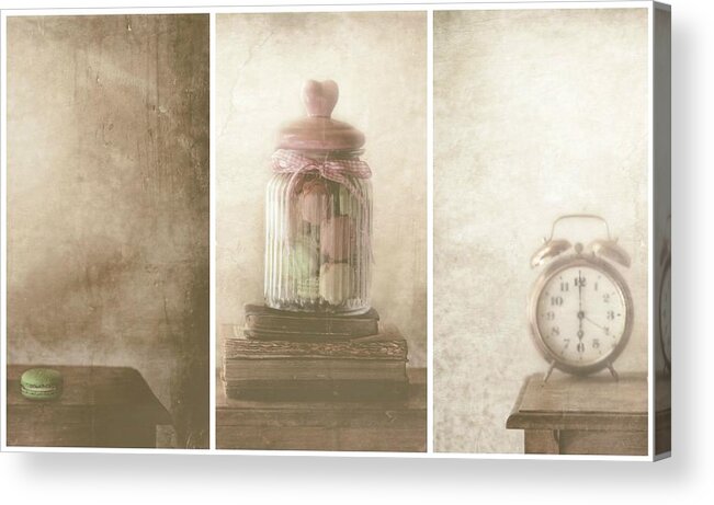 Triptych Acrylic Print featuring the photograph Time For A Macaron by Delphine Devos