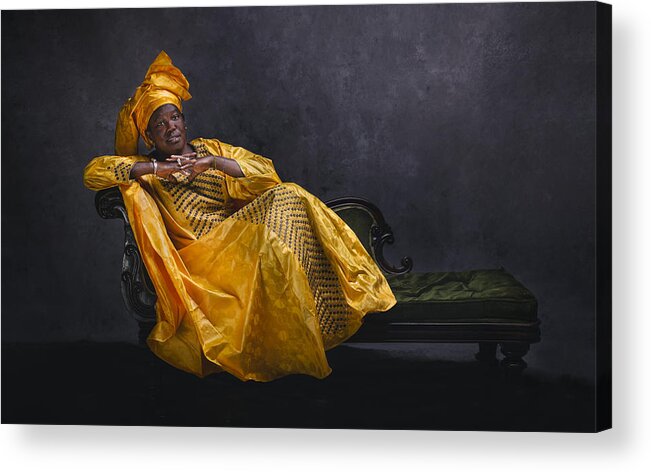 Yellow Acrylic Print featuring the photograph Yellow On The Couch by Joan Gil Raga