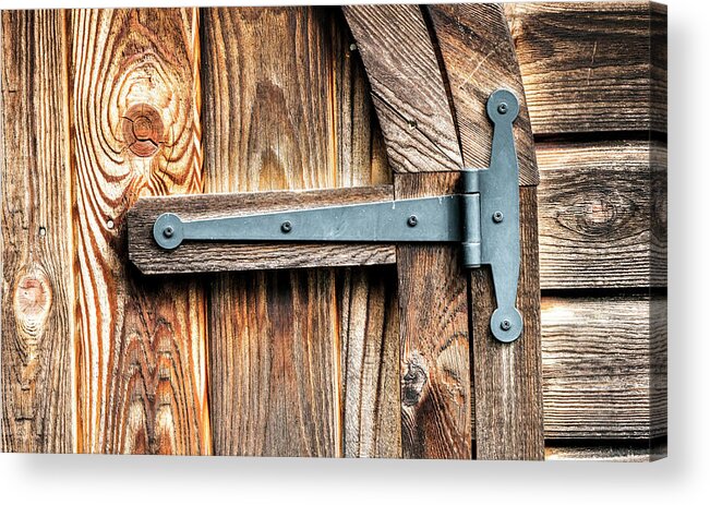 Wood Acrylic Print featuring the photograph A Knotty Doorway Up Close by Gary Slawsky